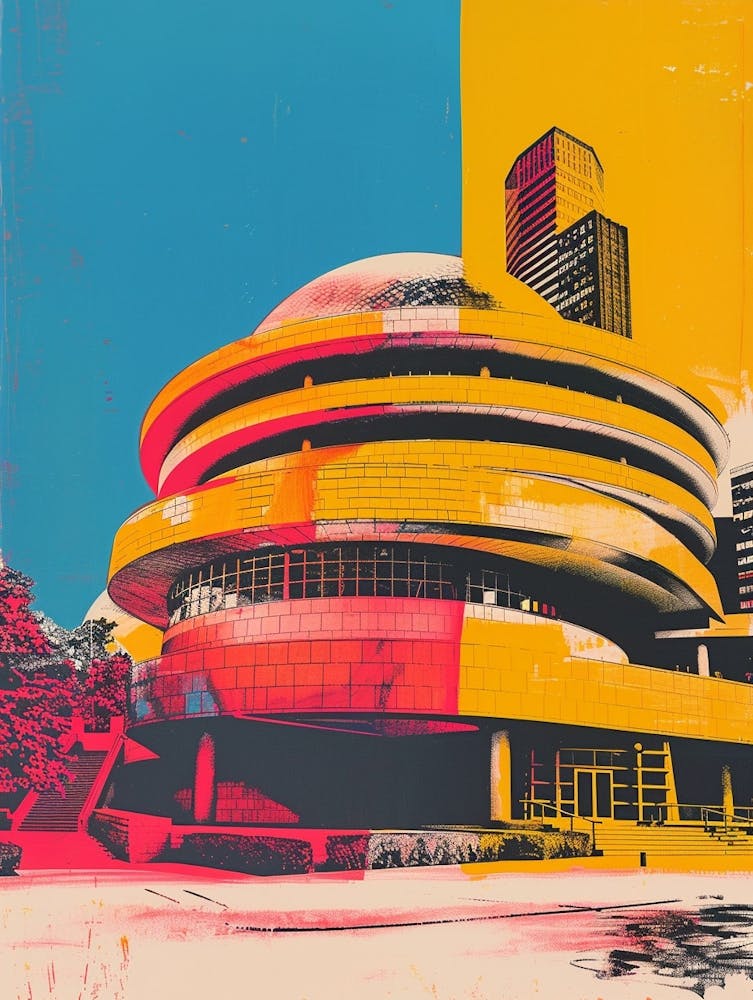 The Guggenheim Museum New York Colourful Silkscreen Illustration 3