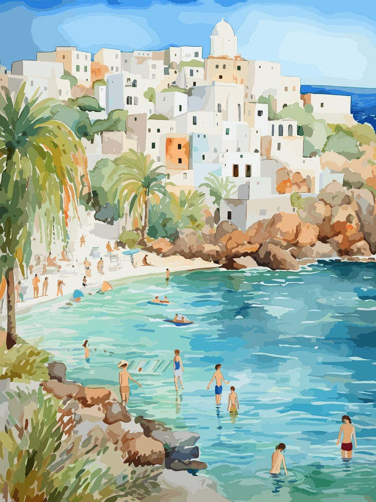 Swimming In Naxos Greece 5 Watercolour