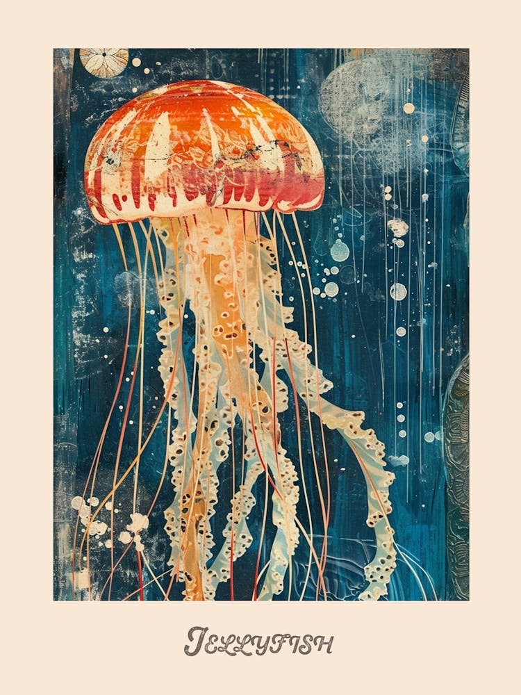 Jellyfish Vintage Collage