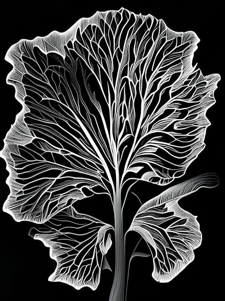 Wild Lettuce Leaf Linocut 2
