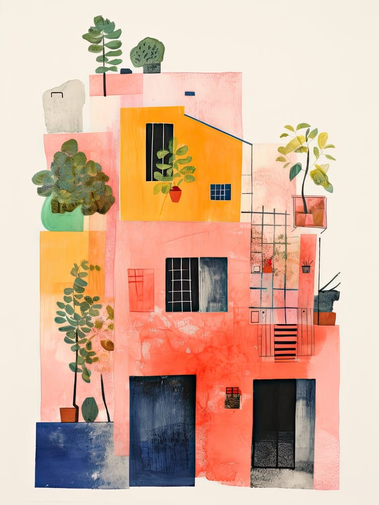 A House In Amalfi, Abstract Risograph Style 4