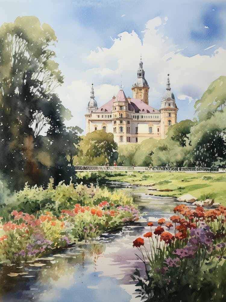 Nymphenburg Palace Gardens Germany Watercolour 2