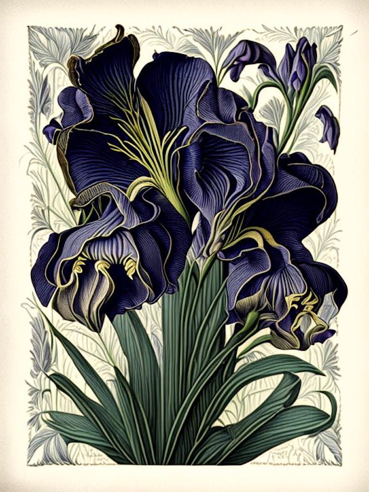 Iris Floral 3 Botanical Vintage Poster Flower