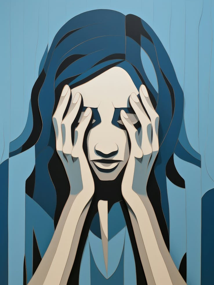 Woman With Her Hands On Her Face 1