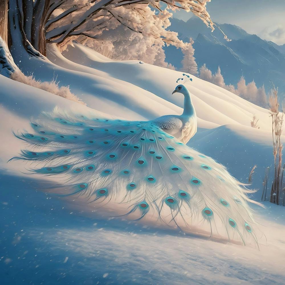 Peacock In The Snow