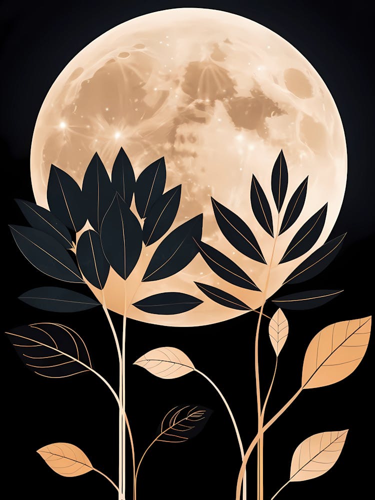 Full Moon With Leaves