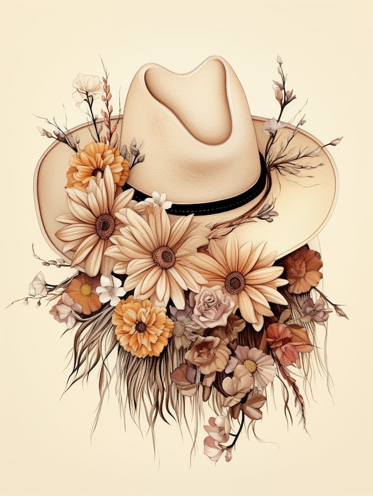 Cowgirl Hat With Flowers 3