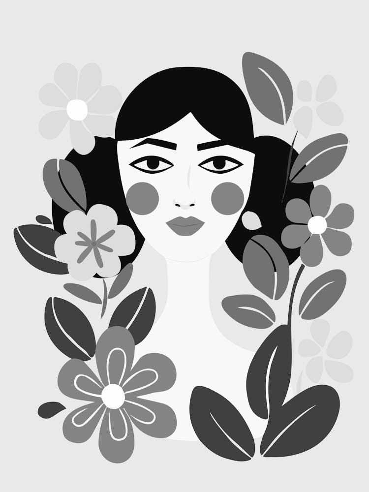 Portrait Of A Woman With Flowers 1