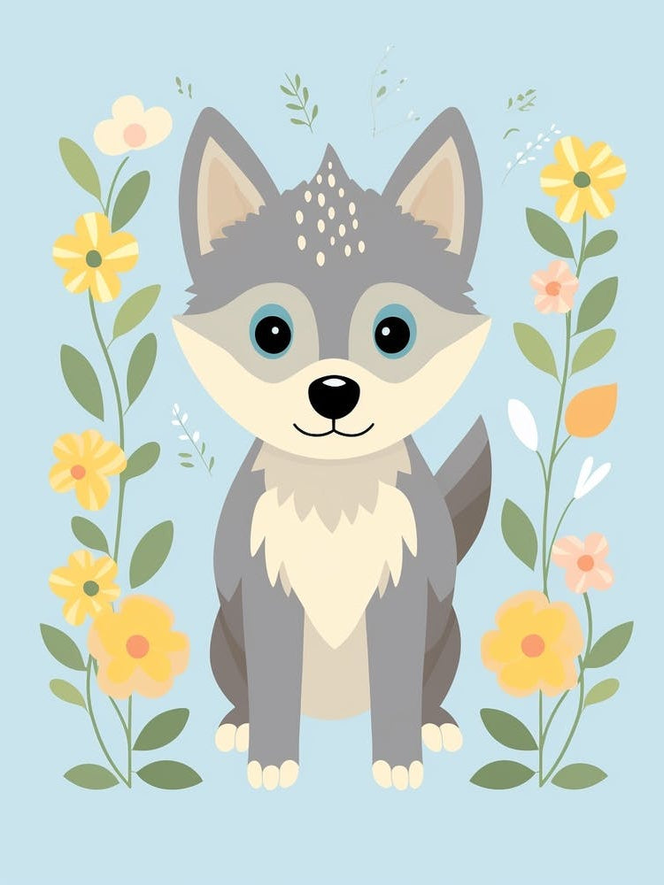 Baby Animal Illustration  Wolf 2