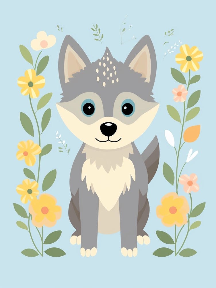 Baby Animal Illustration  Wolf 2