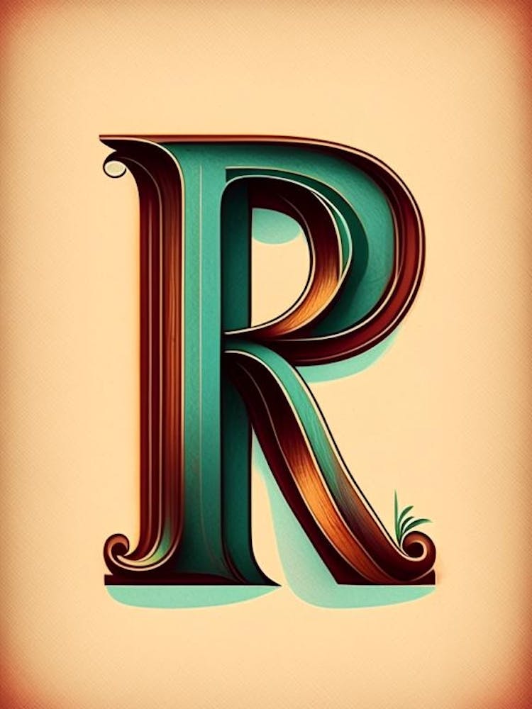 R, Letter, Alphabet Retro Drawing 4