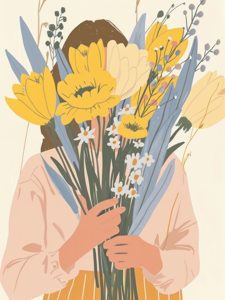 Spring Girl With Yellow Flowers 2