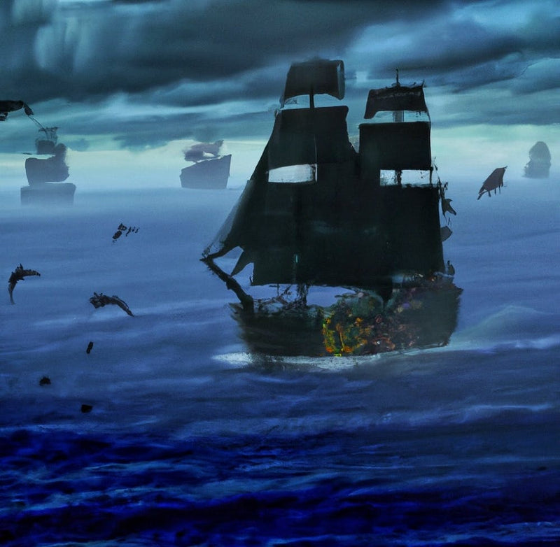 Piratenschiff im Ozean