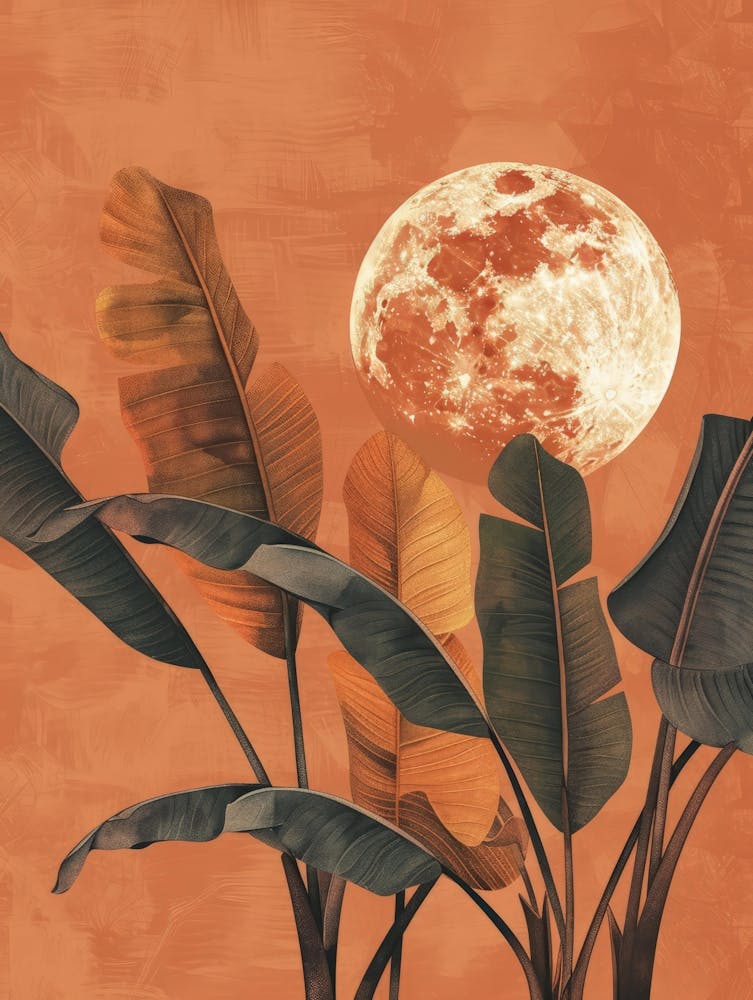 Full Moon With Banana Leaves