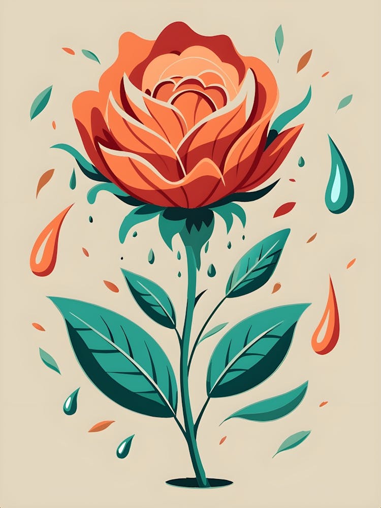 Rose With Rain Drops