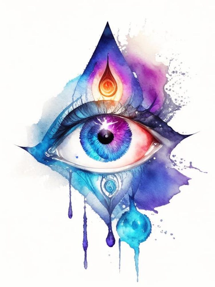 Chakra, Symbol, Third Eye Watercolour 3