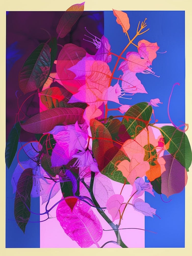 Bougainvillier 2 Collage de fleurs néon