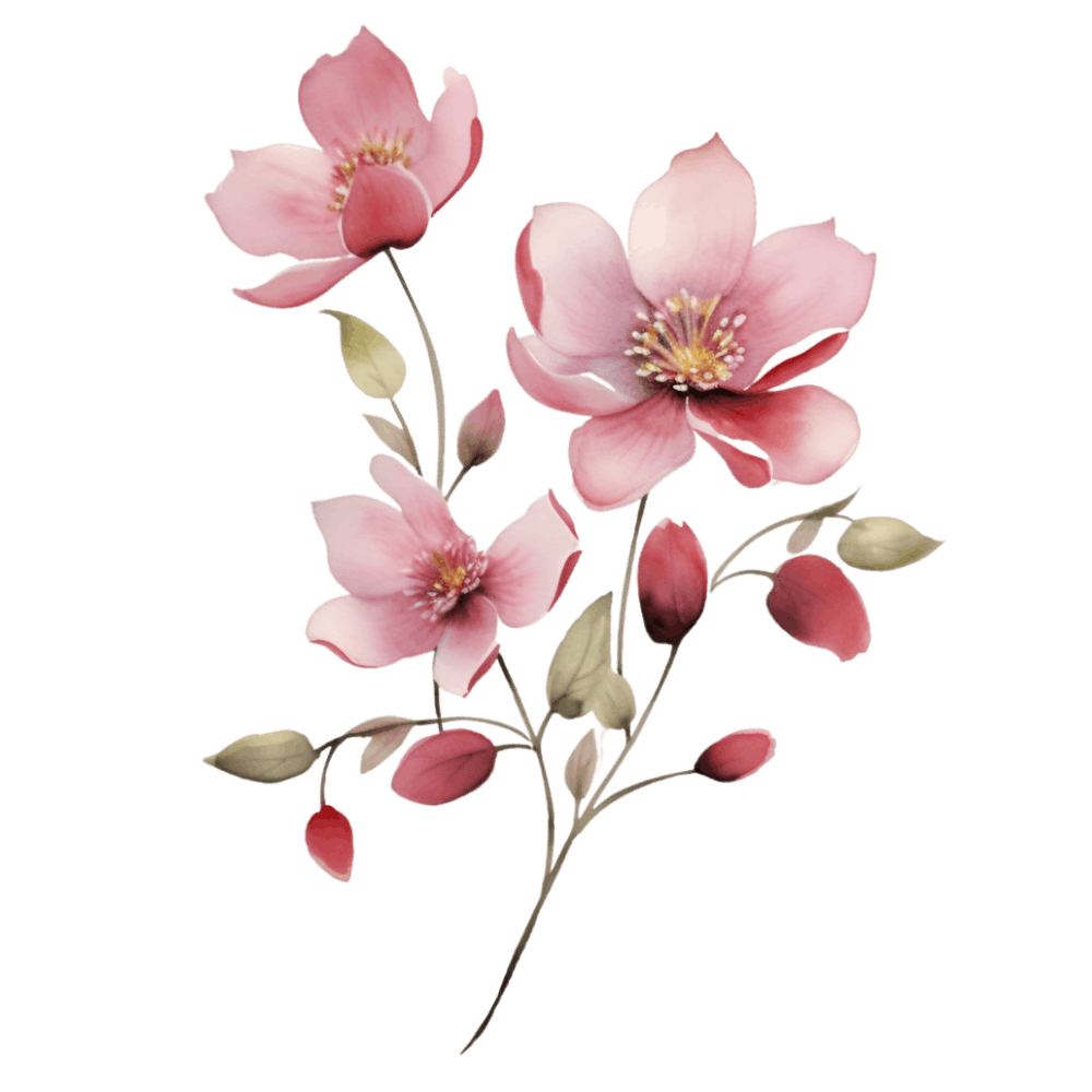 Pink Flowers On Black Background