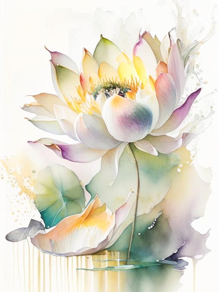 Lotus Flower Bouquet Storybook Watercolour 1