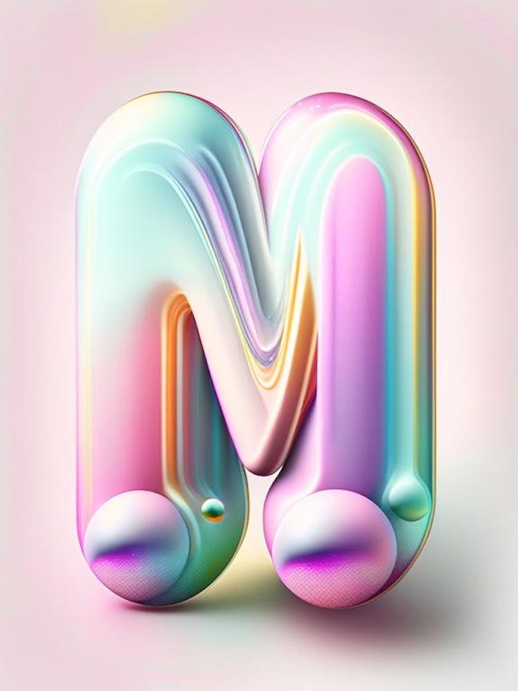M, Alphabet Bubble Rainbow 2