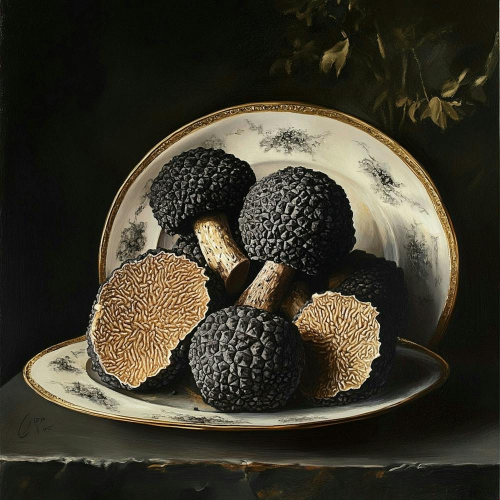 Black Truffles On A Plate