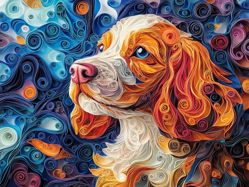 Cocker Spaniel Paper Quilling Dog Portrait