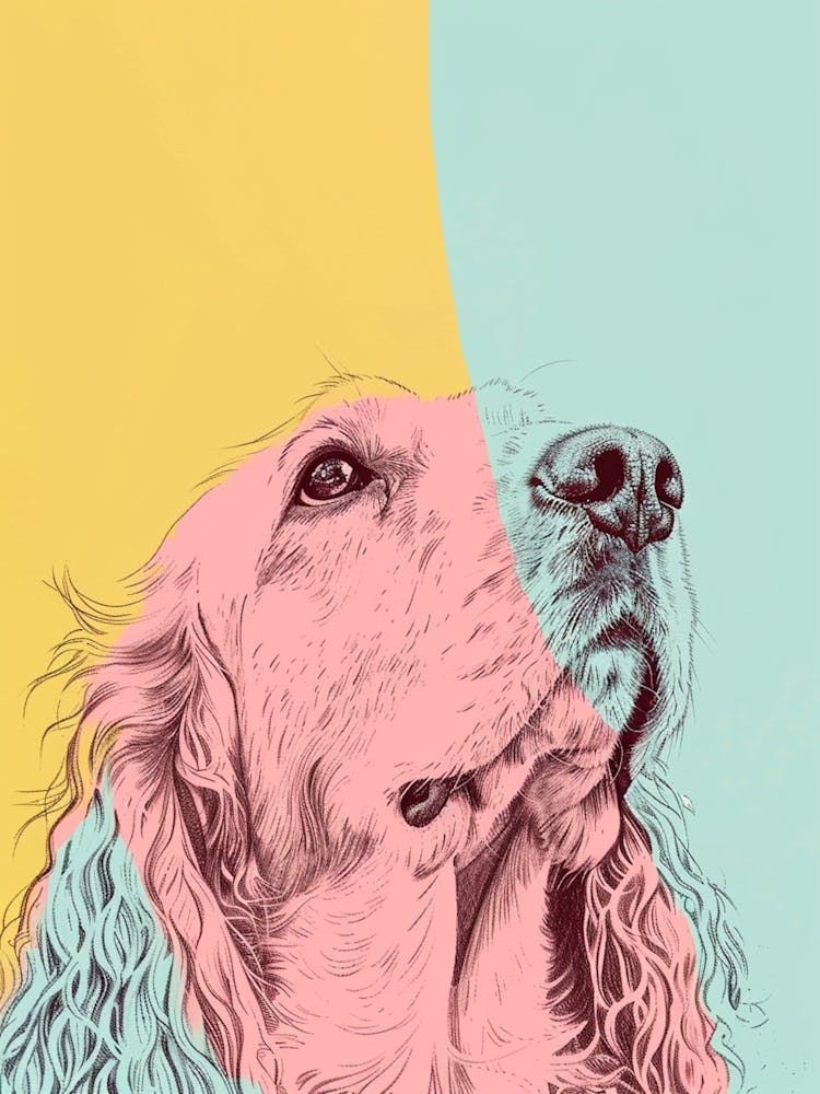 Cocker Spaniel Dog Pastel Line Illustration  2