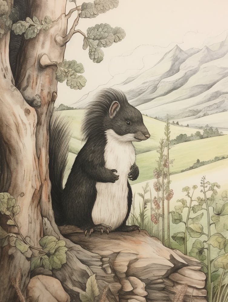Aquarelle Animal de Conte Mouffette 2