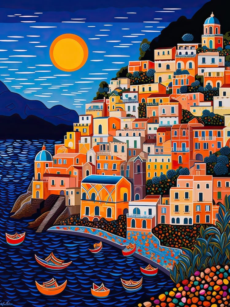 Postiano, Italy, Illustration In The Style Of Pop Art 4