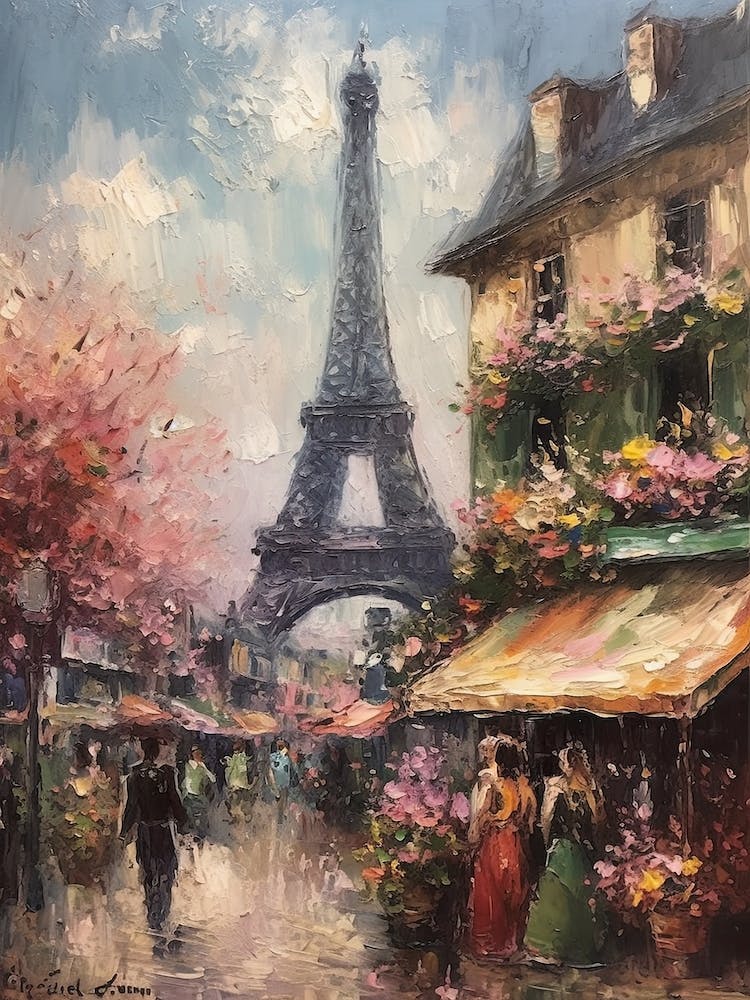 Eiffel Tower Paris France Pissarro Style 1