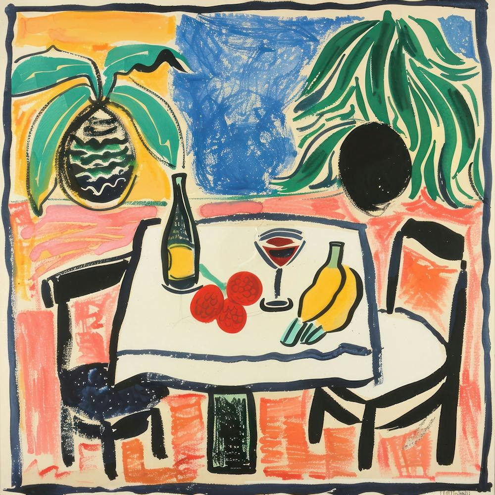 Table With Wine Matisse Style 7