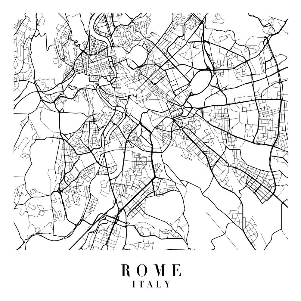 Rome Italy Street Map Minimal Square