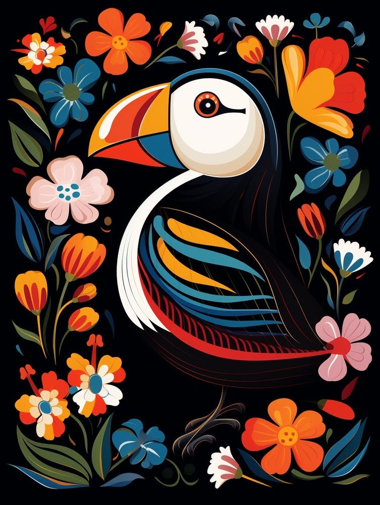 Folk Bird Illustration Puffin 2