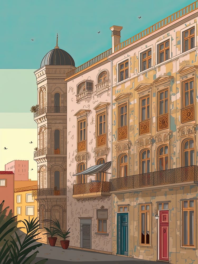 Algiers Algeria Travel Illustration 4