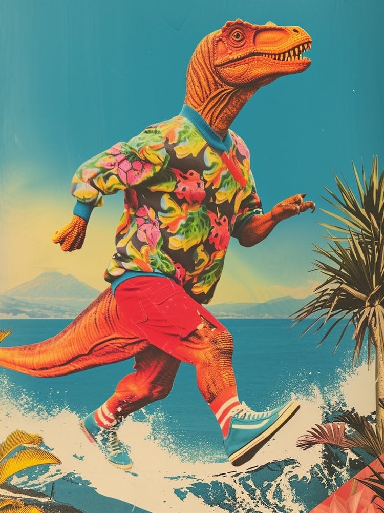 Retro Dinosaur Hiking Collage 4