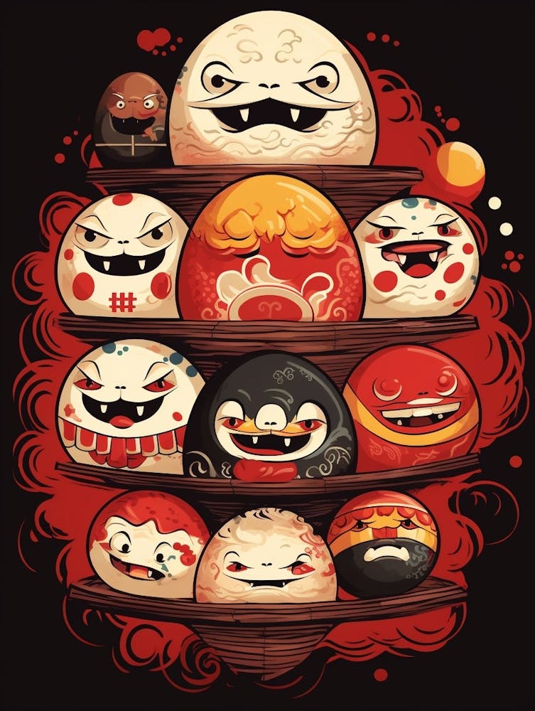Daruma Dolls Japanese Illustration 6