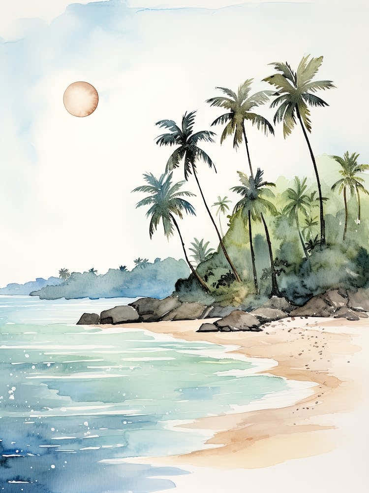 Watercolour Of Playa Manuel Antonio   Manuel Antonio National Park Costa Rica 0