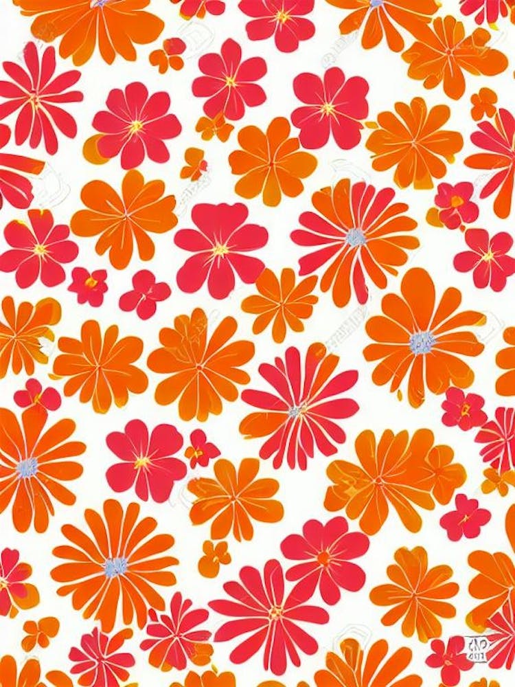 Vinca Floral Print Retro Pattern 1 Flower