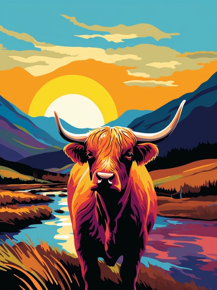 Highland Rinder im Tal Farbrausch 4