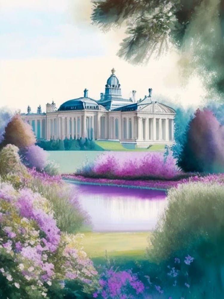 Blenheim Palace Gardens, 2, United Kingdom Pastel Watercolour