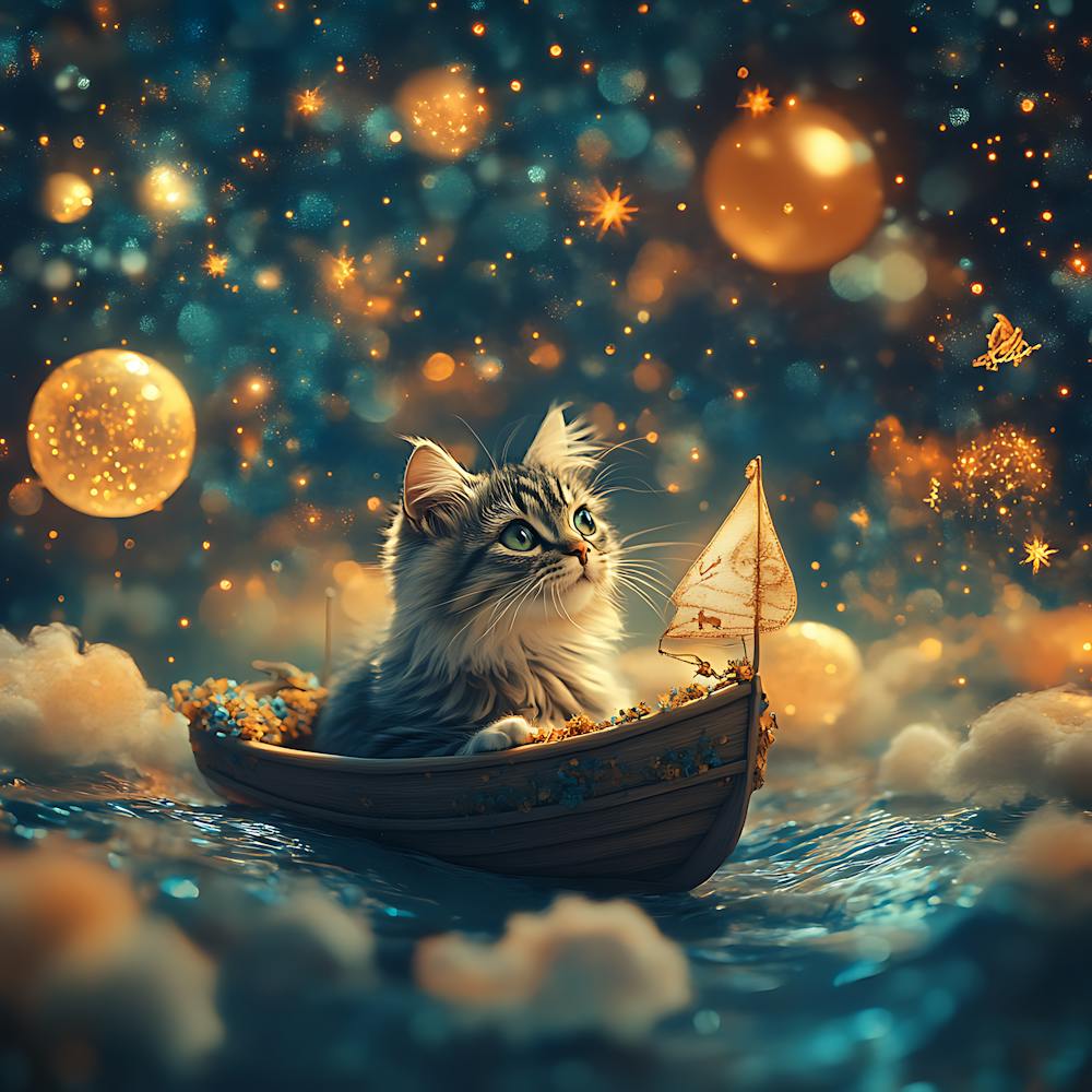 Cat Sailing Starry Sea Fantasy 6