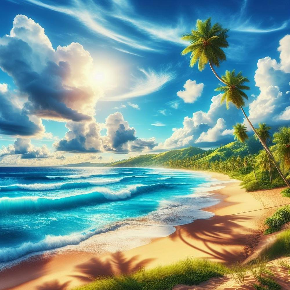 Tropical Beach With Palm Trees 1