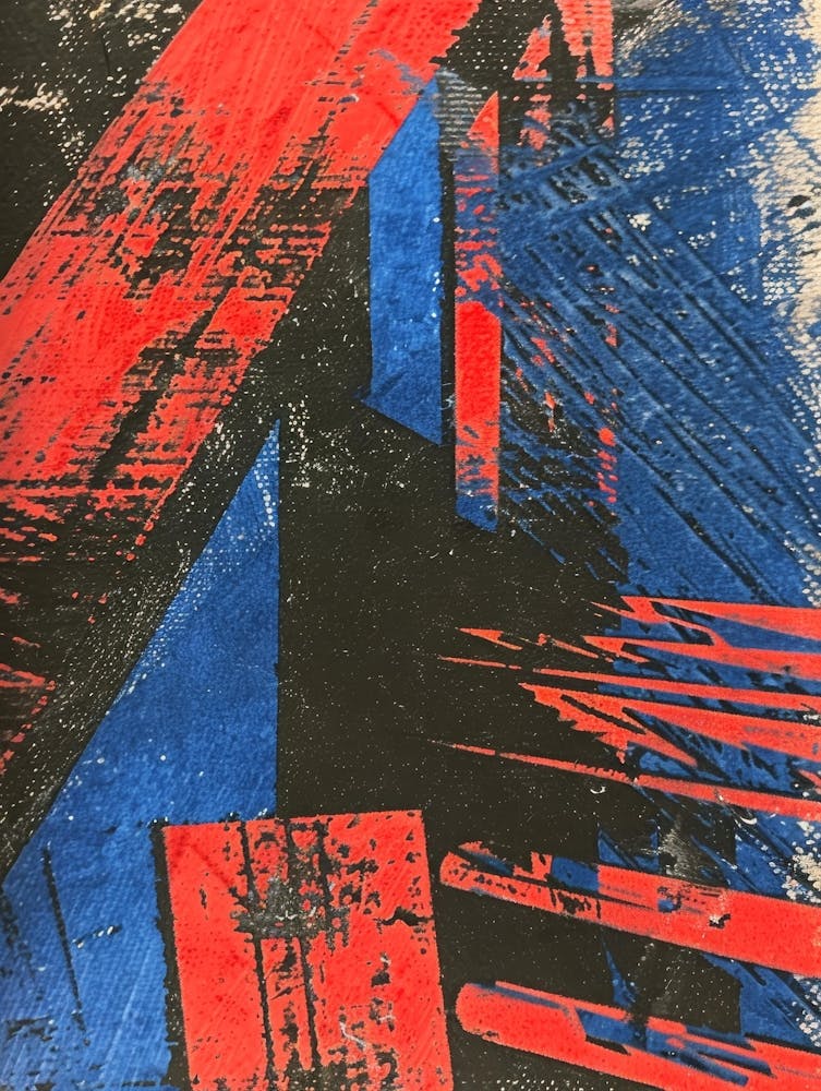 Blue And Red Print