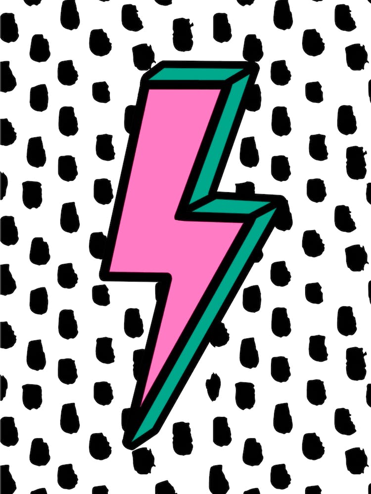 Pink & Green Lightning Bolt