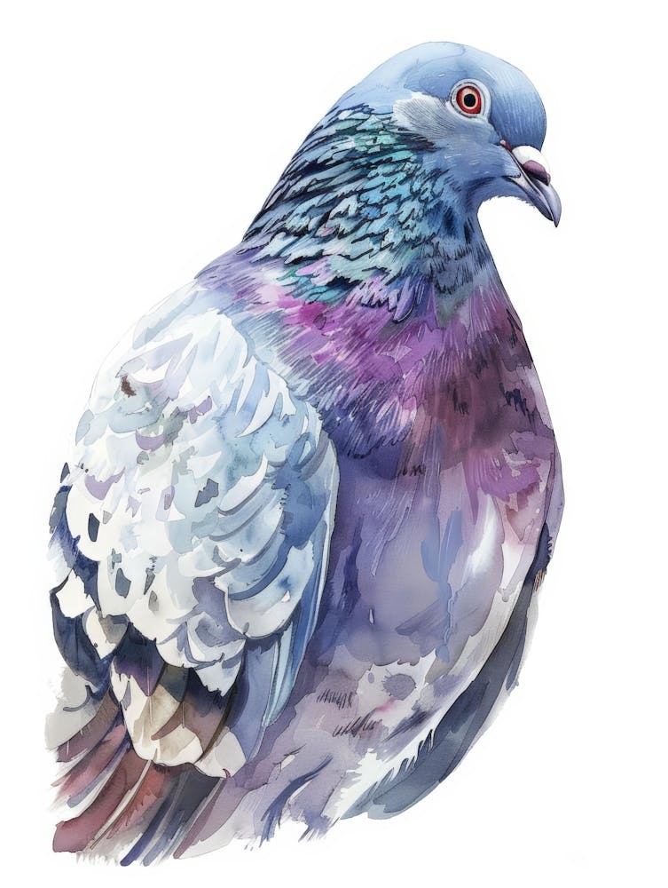 Pigeon Watercolor Illustration