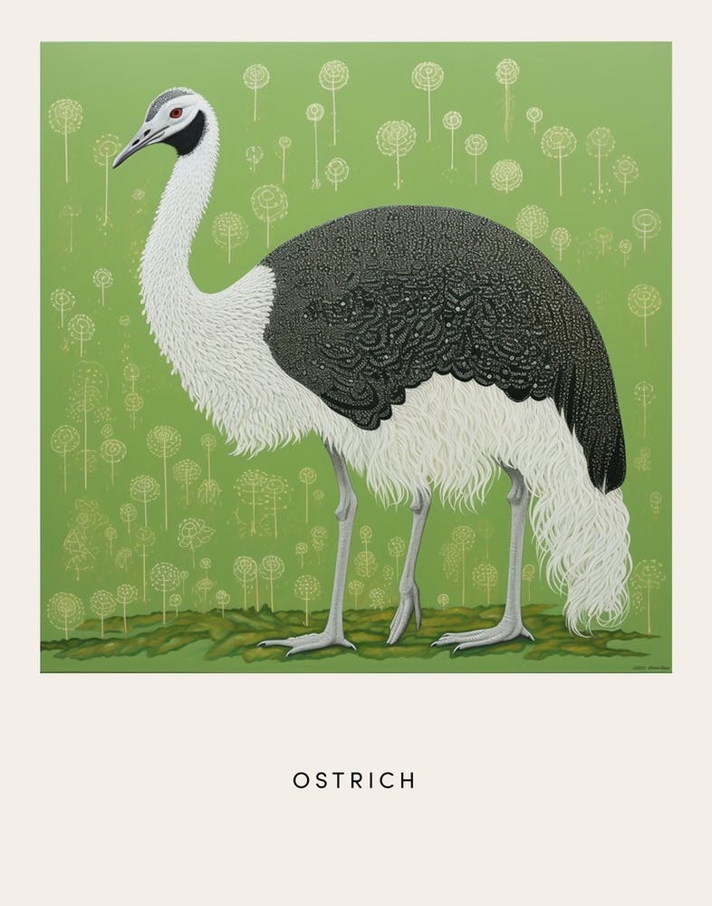 Ohara Koson Inspired Bird Painting Ostrich 2 Poster