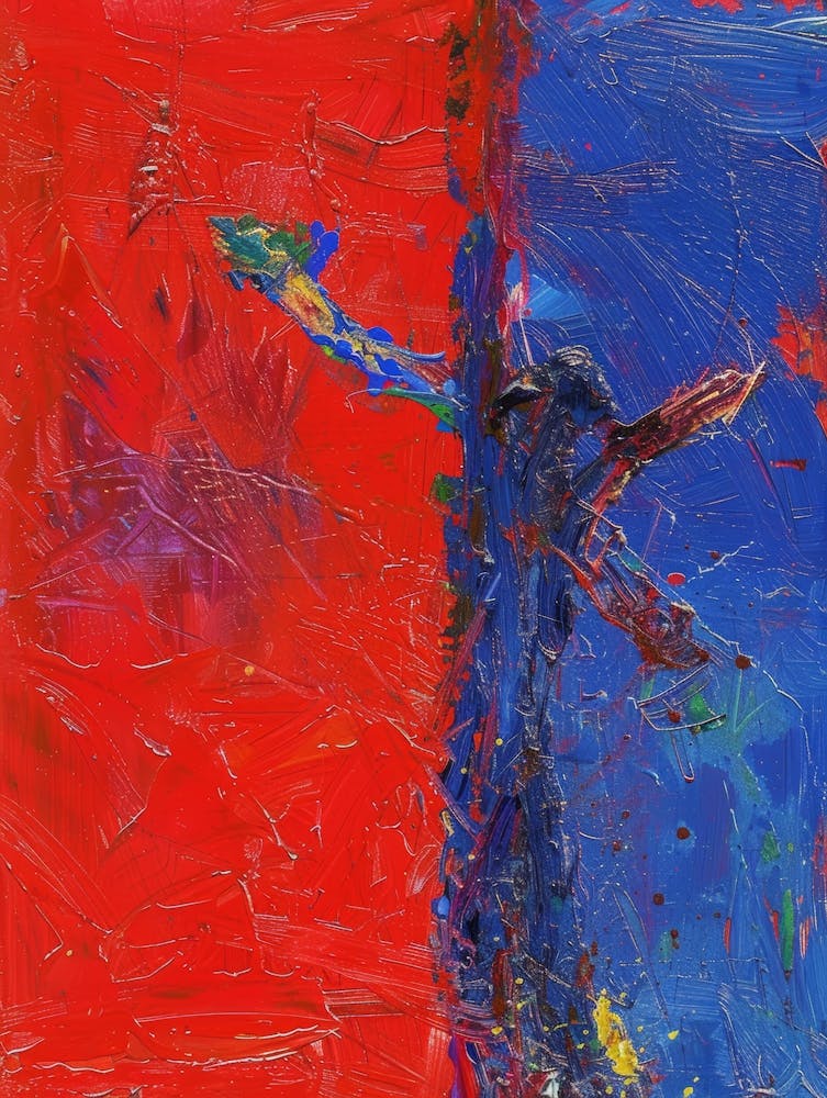 Abstract Painting, Red And Blue