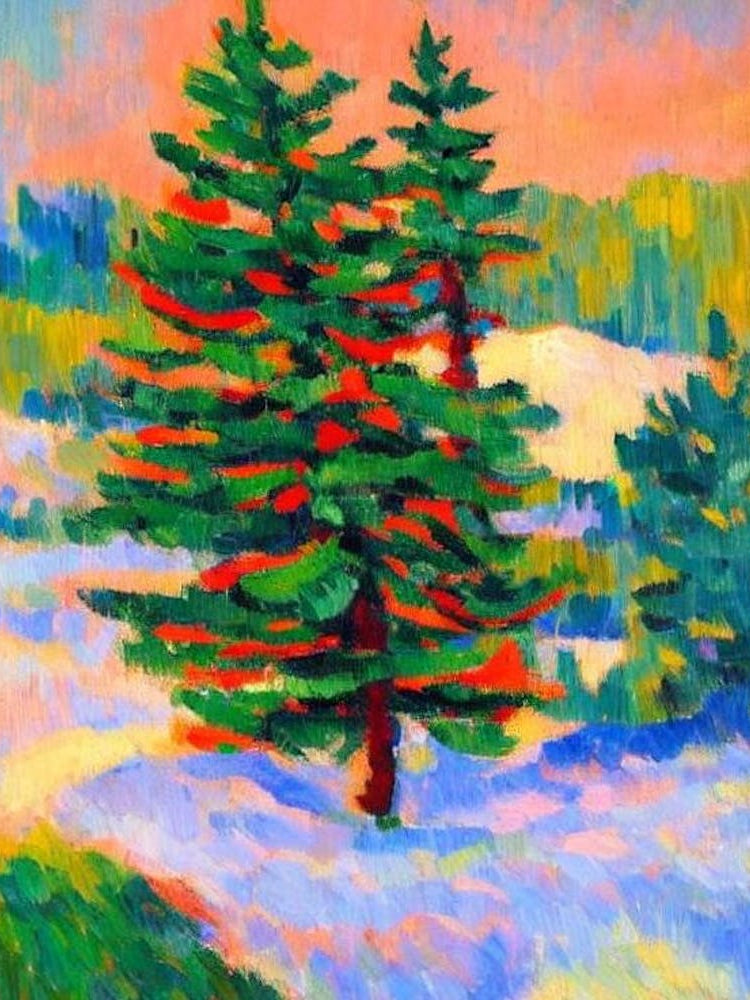 Fraser Fir 2 tree Abstract Block Colour