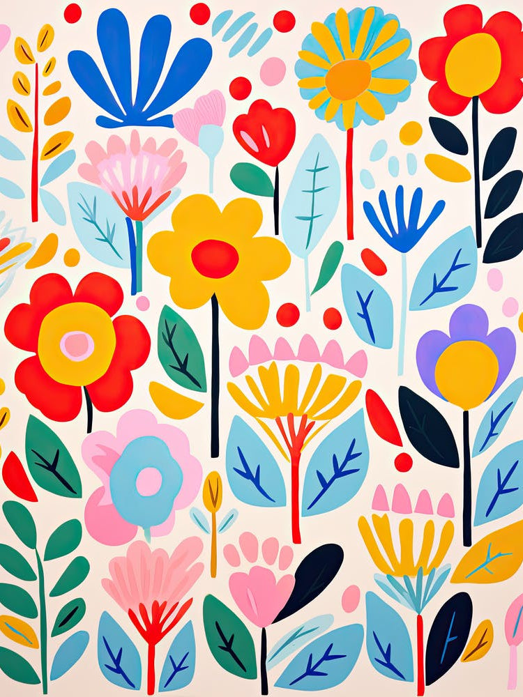 Matisse Style Floral Overture; Whimsical Beauty