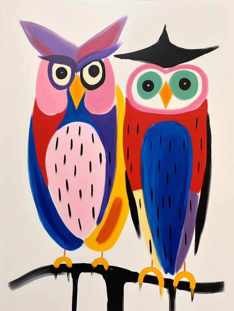 Colourful Kids Animal Art Owl